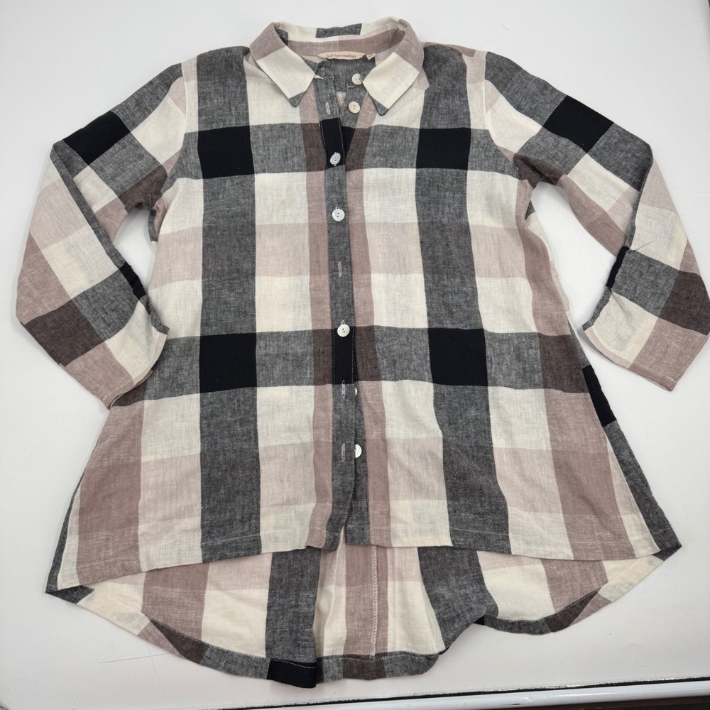 Soft Surroundings Mad About Plaid Tunic Shirt Women S Long Sleeve Zipper‎ Back